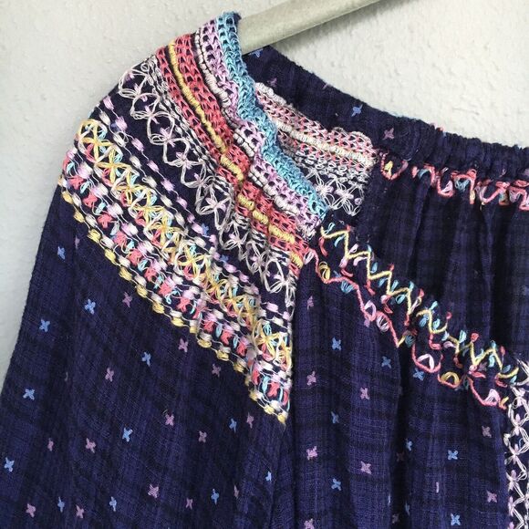 Free People Talia Top Women's M Embroidered Peasant Boho Bell Sleeve Blouse - Picture 7 of 16